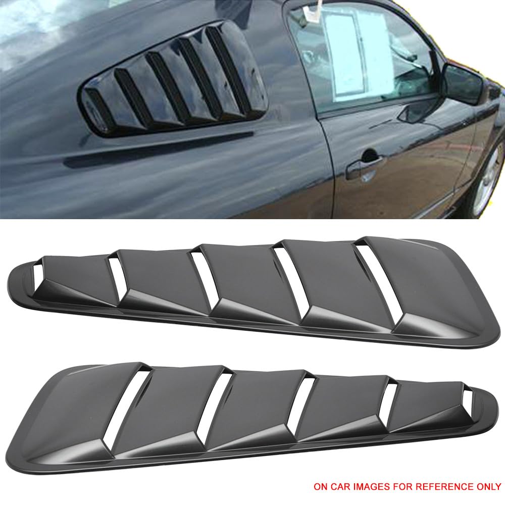 Ikon Motorsports, Window Delete Panels Compatible With 2005-2009 Ford Mustang V6, Factory Style Unpainted Pp Sun Rain Shade Guar