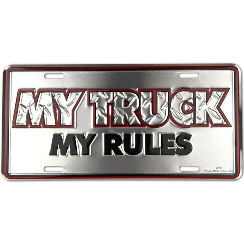Signs 4 Fun Parody License Plate | My Truck My Rules | 12    X 6    Decorative License Plate | Decoration Plate For Vehicle/Wall