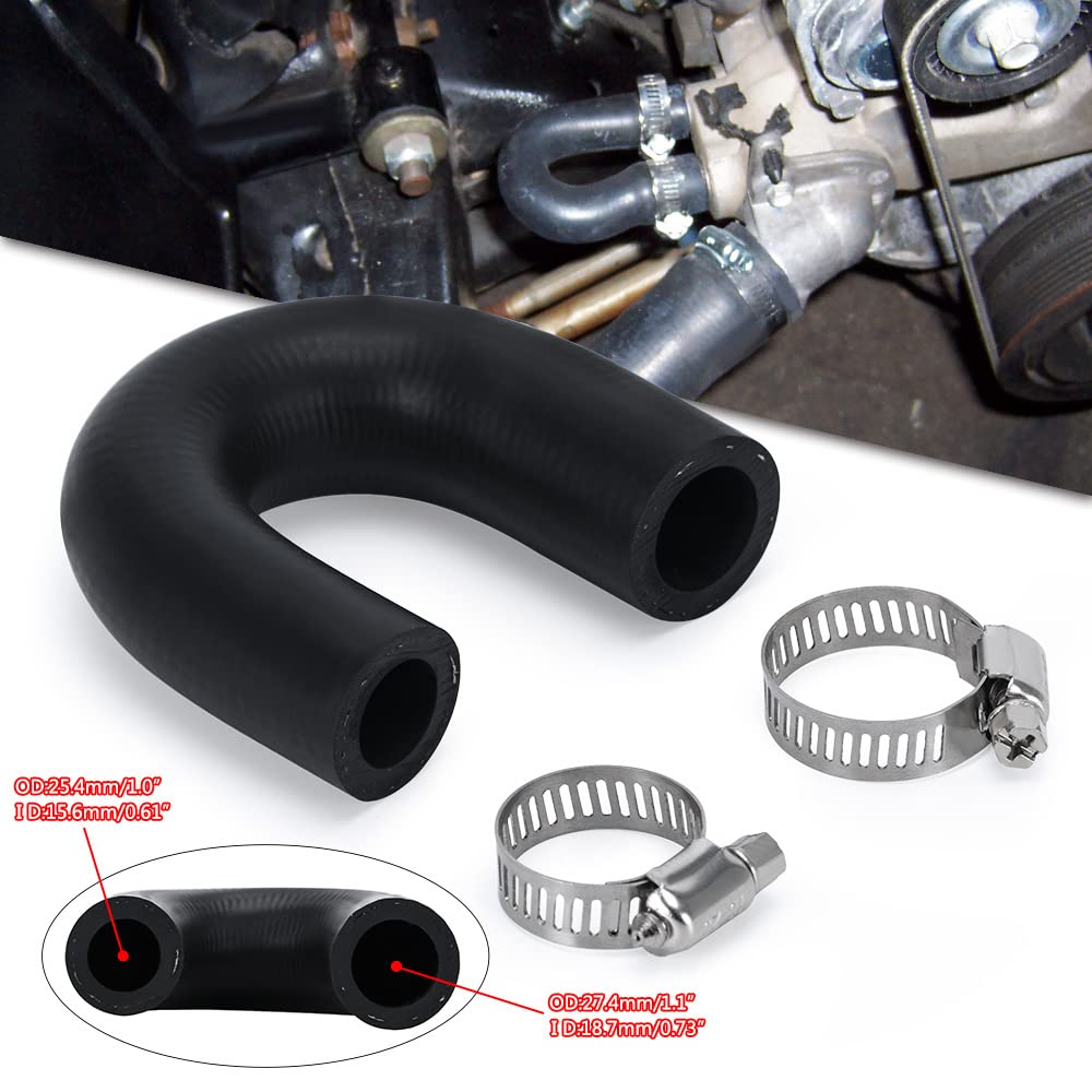 PQY Heater Core Crossover Coolant Bypass Hose 5/8'' End and 3/4'' End with 2PCS Clamps for LS for LT