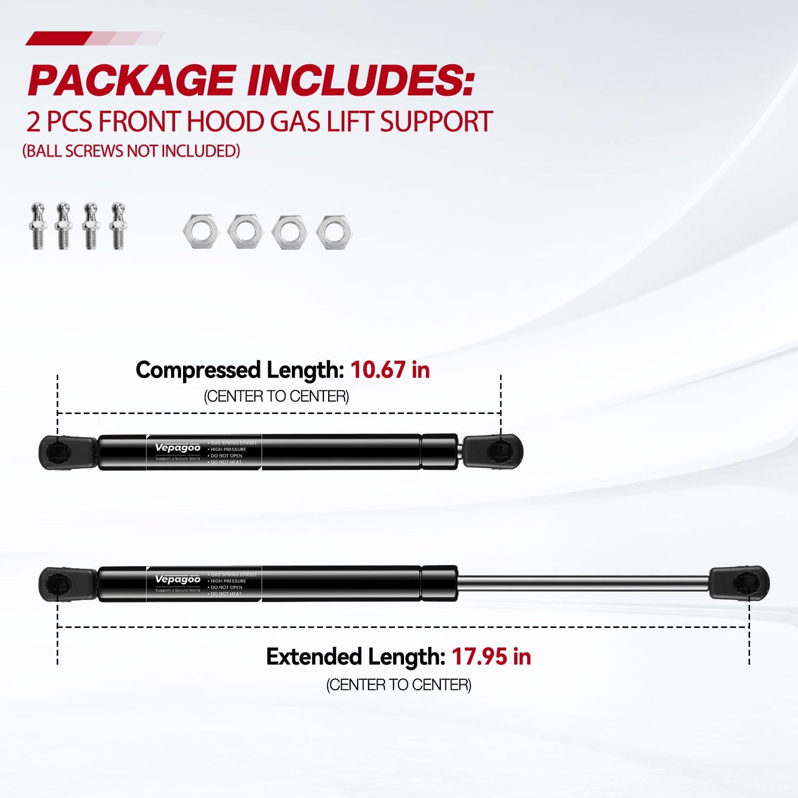 Vepagoo 6228 Front Hood Struts Compatible For 2003-2009 Lexus Gx470, Toyota 4Runner Gas Shock Lift Supports, Utility 4-Door Hood