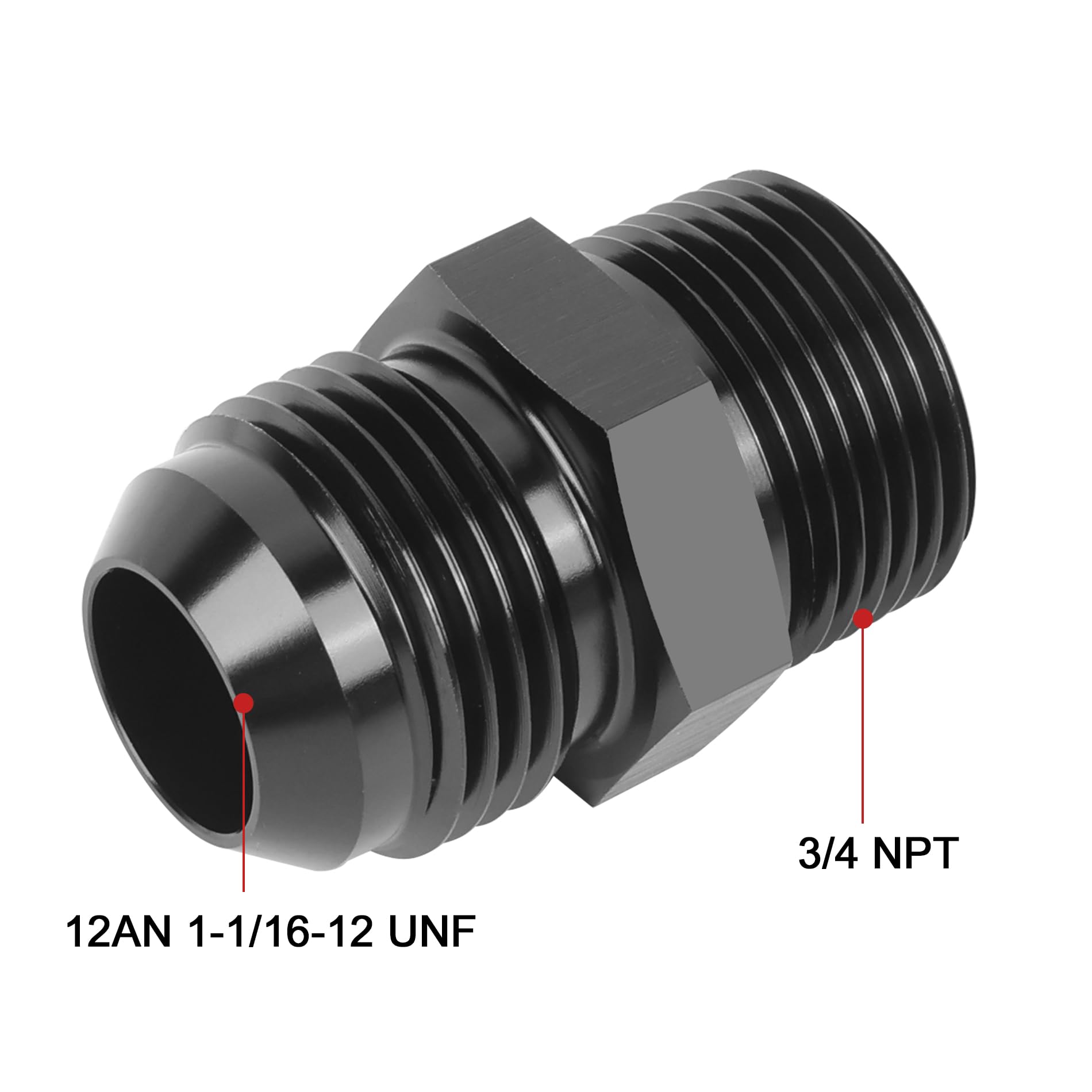 Evil Energy 12An Male Flare To 3/4'' Npt Pipe Fitting Adapter Straight Aluminum Black 2Pcs