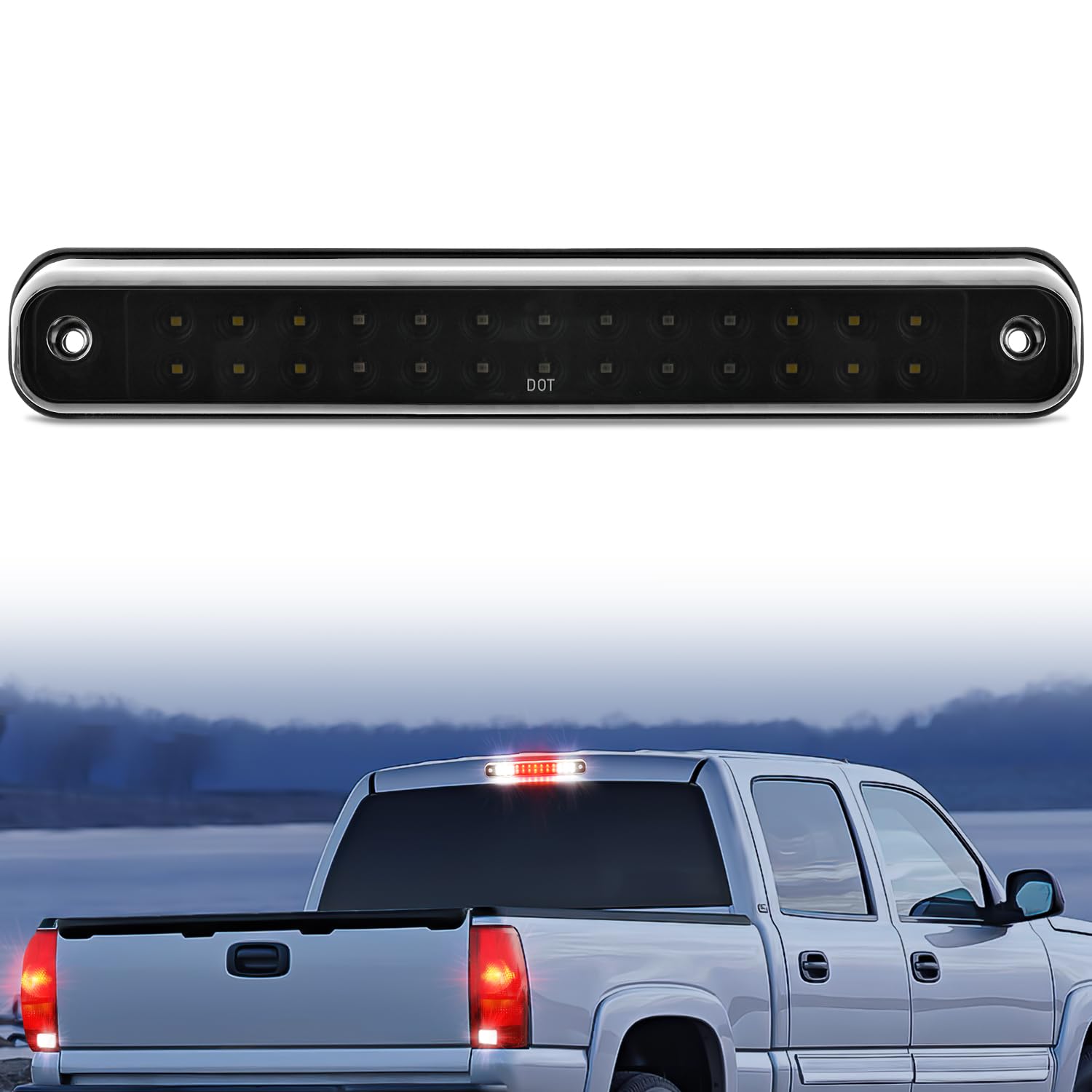 Nilight Third Brake Light Tail High Mount 3Rd Stop Cargo Reverse Lights Smoked Lens Compatible With Chevy Gmc C/K Series 1500 25