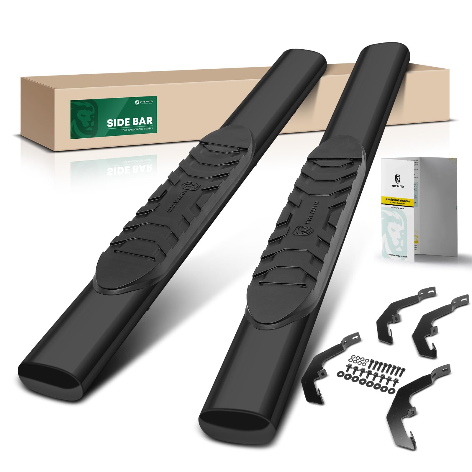 YHTAUTO 5 Inch Running Boards Side Step Bars Fit for 2019-2024 Chevy Silverado & GMC Sierra 1500/2500 HD/3500 HD - Standard/Regu