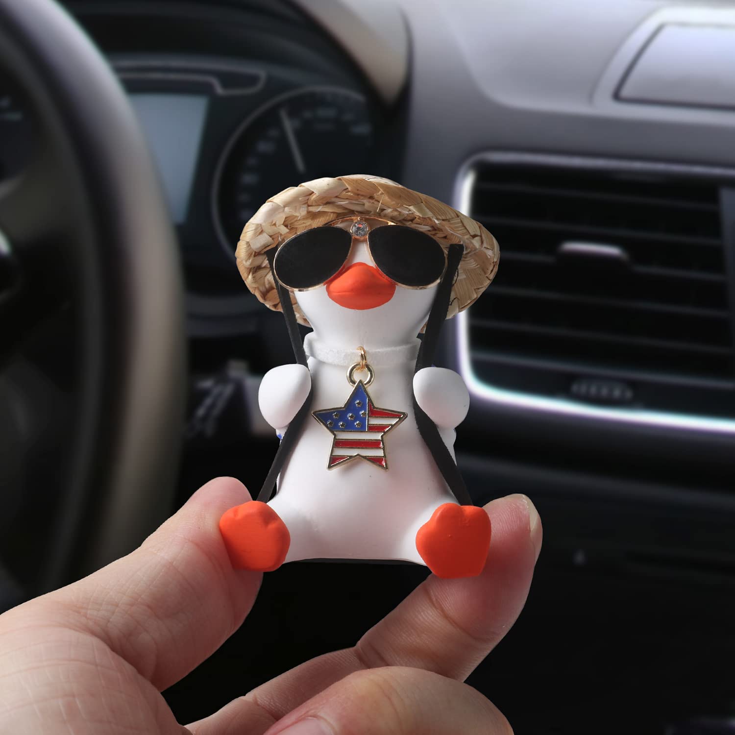 Rear View Mirror Hanging Accessories Cute Swinging Duck Car Truck Hanging Stuff For Men Women Teens Rearview Mirror Charms Vehicle Essentials Interior Accessories Funny White Elephant Gifts For Adults
