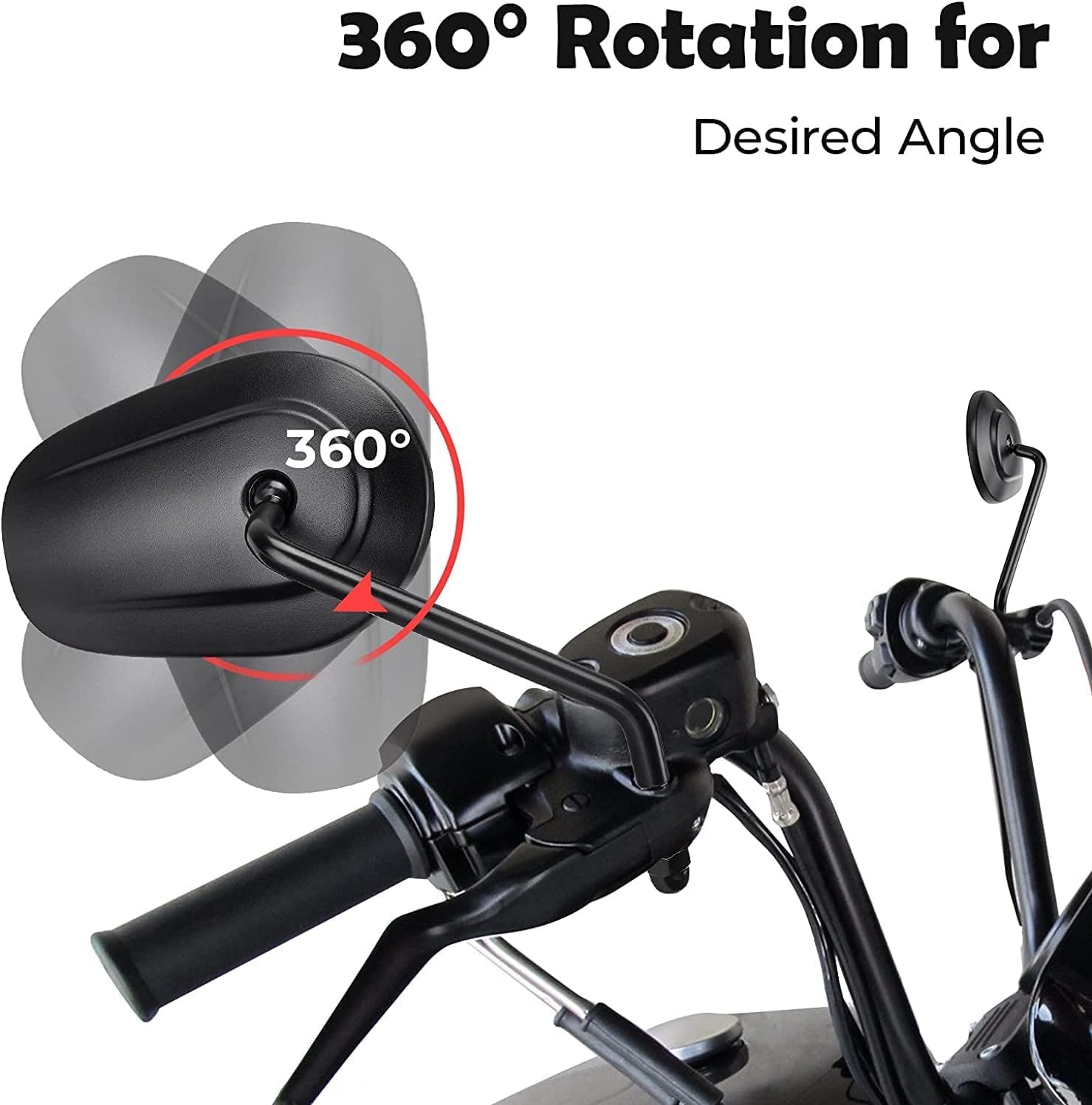 VPZMT 8mm Teardrop Rearview Mirrors for Harley Davidson - Black Zinc Alloy Shell