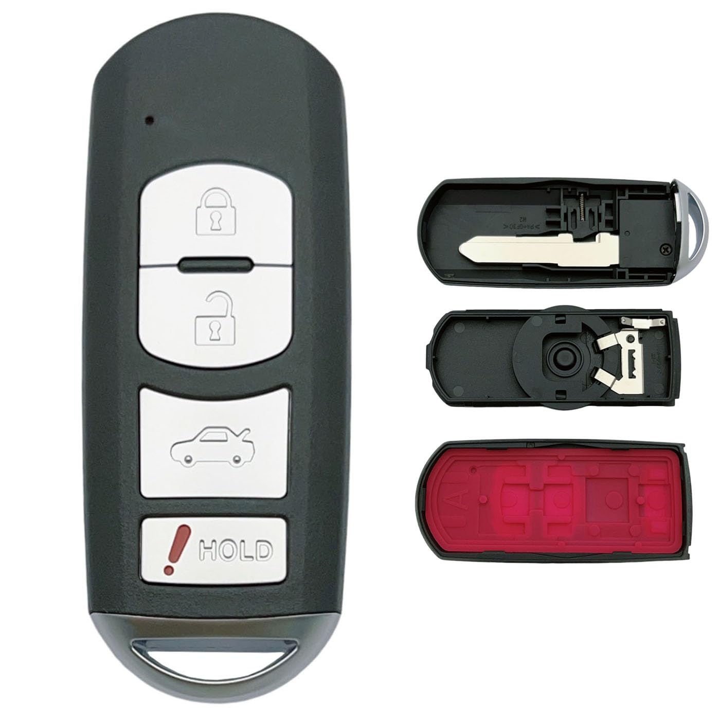 Replacement Key Fob Shell Case Fits for Mazda 3 6 8 Miata MX-5 CX-3 CX-5 CX-7 CX-9 Keyless Entry Remote Control 4 Button Pad Cov