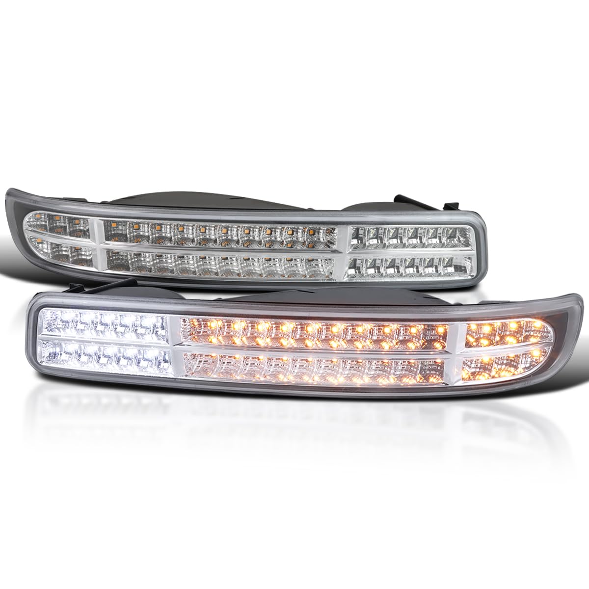 SPEC-D TUNING Chrome Sequential LED DRL Signal Bumper Lights Compatible with 1999-2006 GMC Sierra 1500/2500/3500 Yukon XL L+R Pa