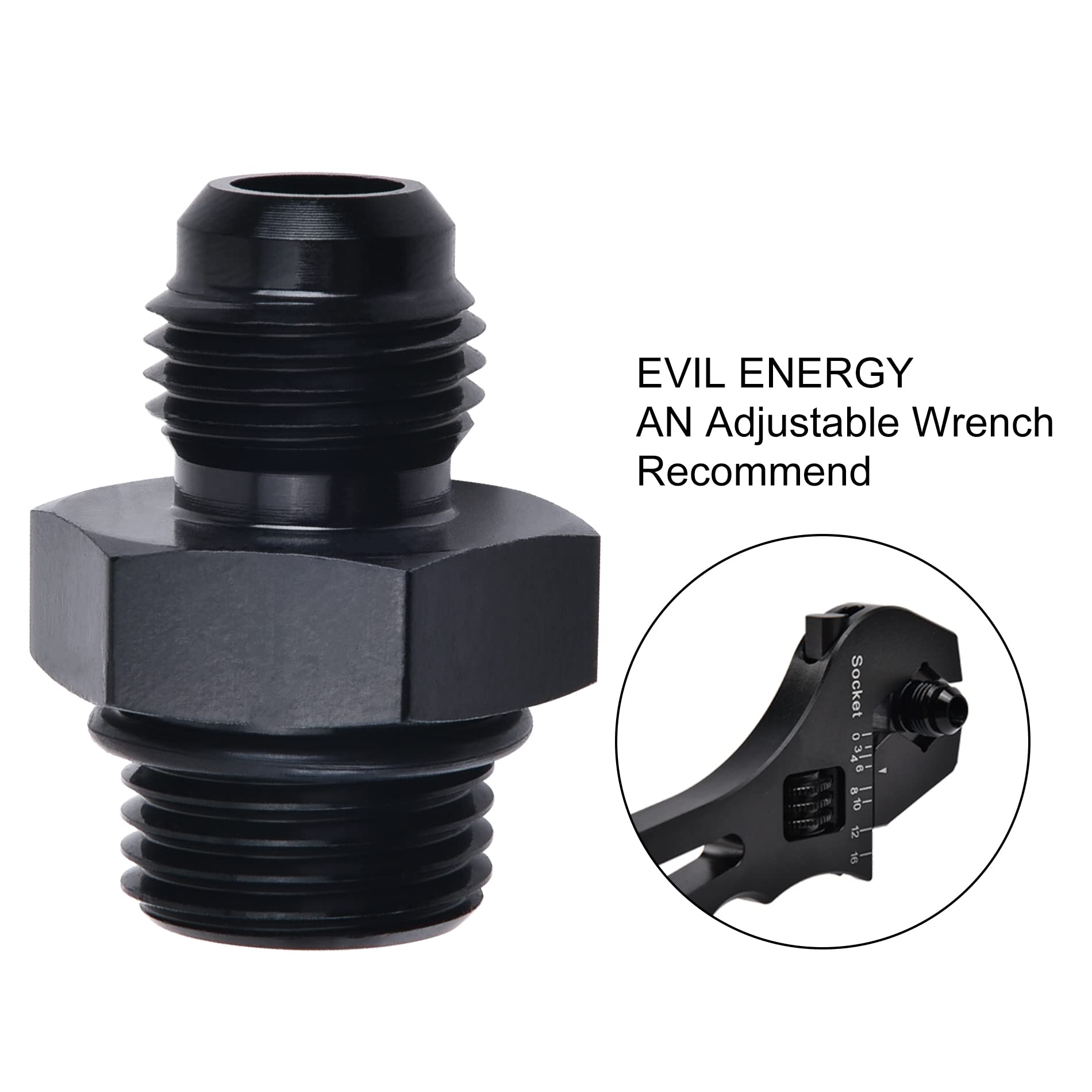 Evil Energy 6An Male Flare To M16 X 1.5Mm Male Metric Fitting Adapter Aluminium Alloy 2Pcs