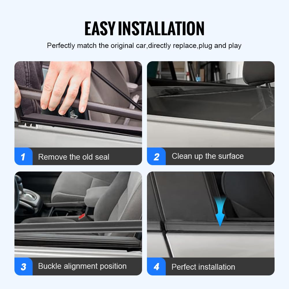 Newsmarts 4Pcs Automotive Weatherstrip Window Seal, Rubber Weather Stripping Molding Trim Seal Belt For Toyota Land Cruiser Prad