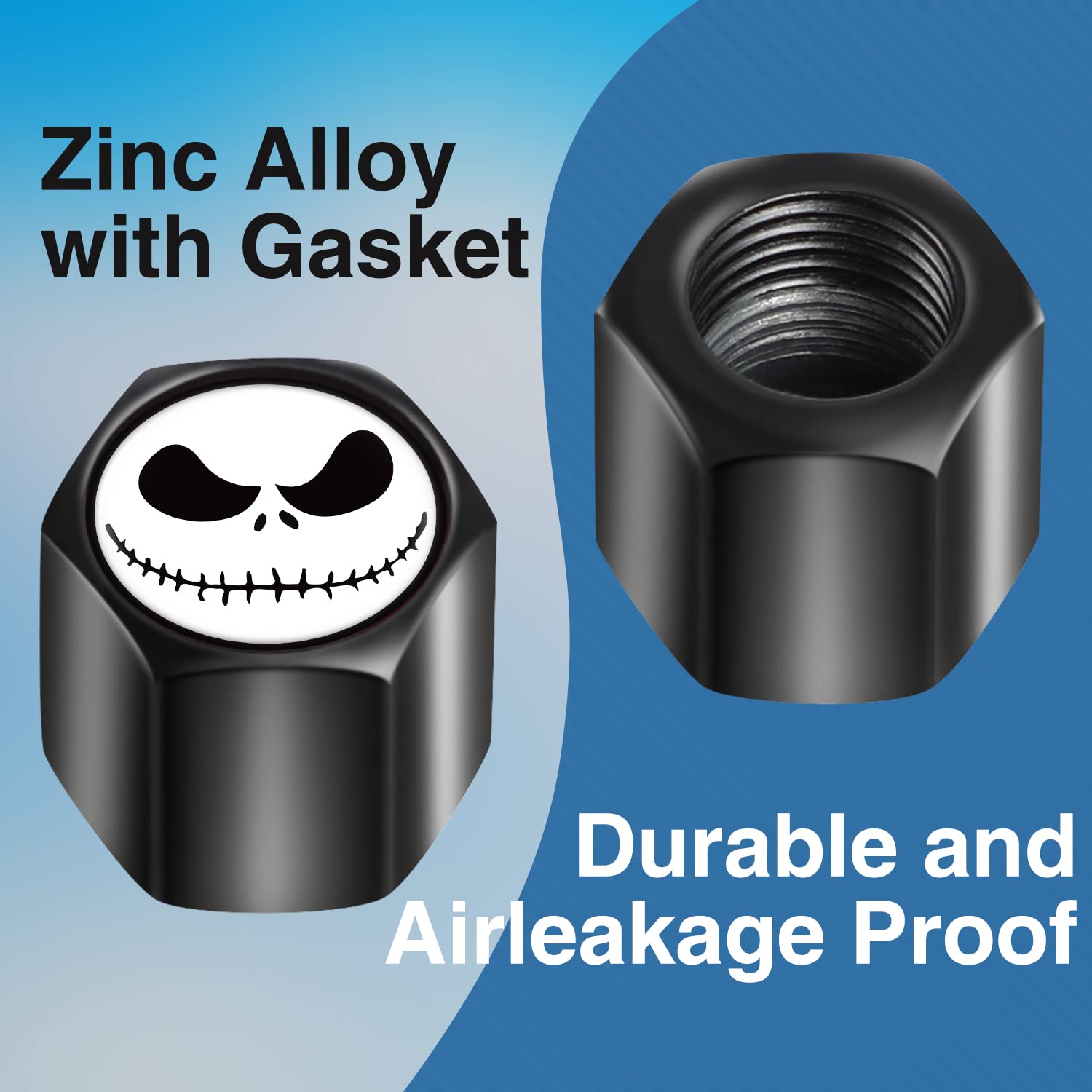 Akkya Tire Valve Stem Caps Cover For Car Bike Bicycle Motorcycles Tractors Mountain Bikes Trucks Jack Skellington Cartoon Anime
