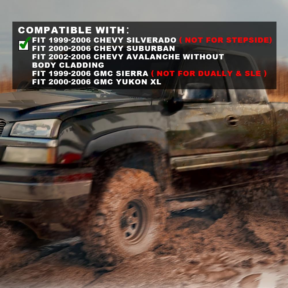 G-Plus Fender Flares, Compatible With Chevy Silverado Gmc Sierra 1999-2006/Suburban Yukon Xl 2000-2006/Avalanche 2002-2006 68.4'