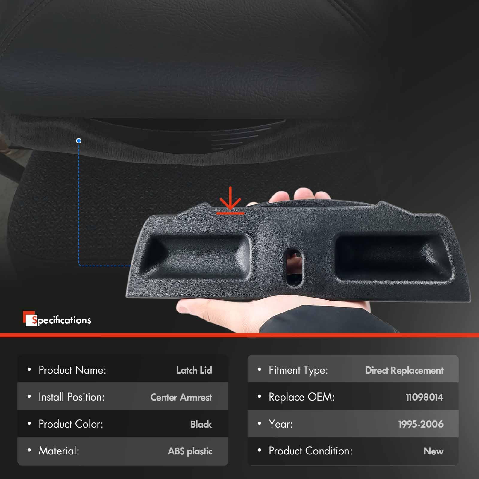 Center Console Jump Seat Armrest Latch Lid, Fit for Chevy Silverado Suburban Tahoe, For GMC Sierra Yukon Avalanche 1995-2006, Ju