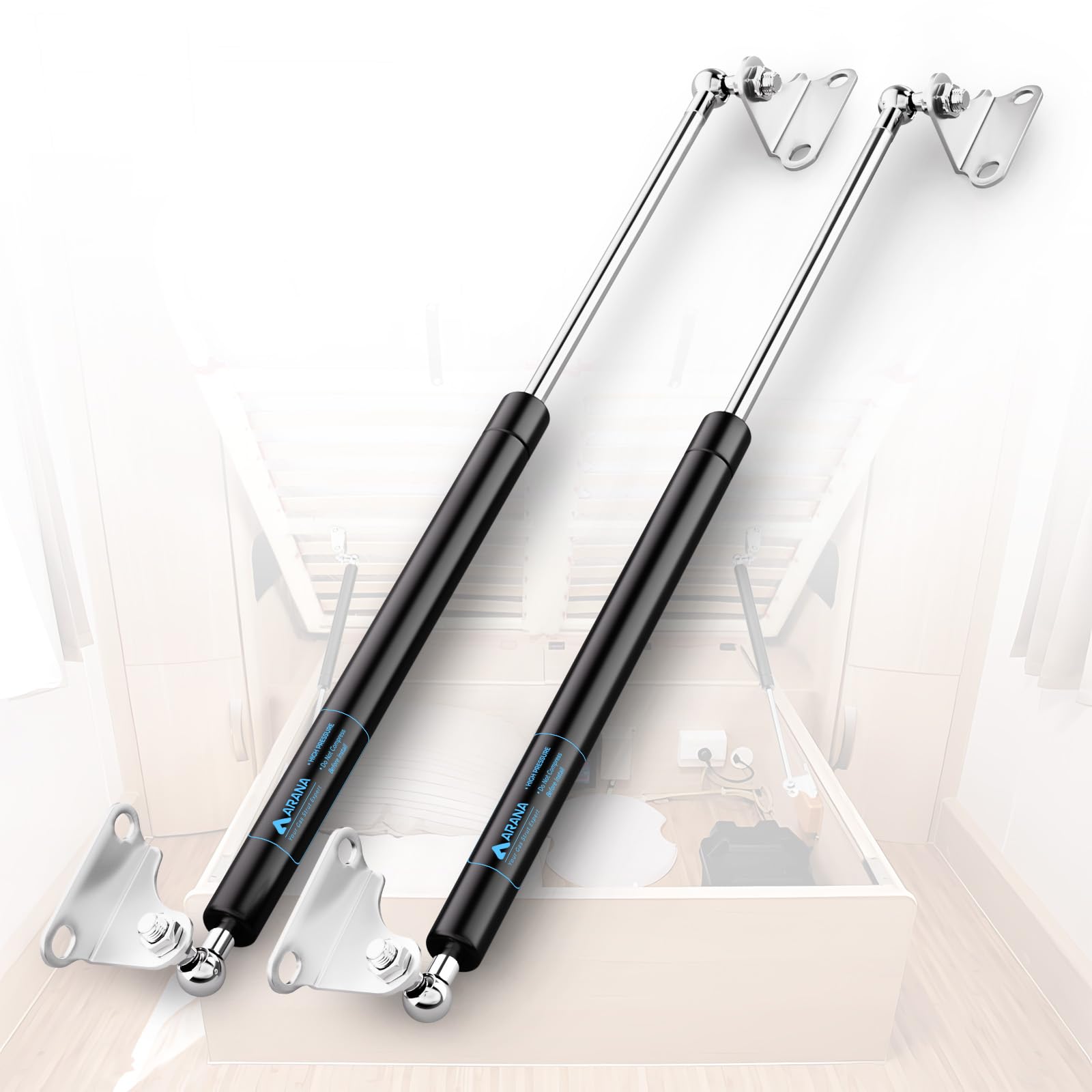 Arana Gas Struts 20 Inch 100 Lbs With Brackets, Heavy Duty Hydraulic Shocks For Trap Door, 20'' Gas Springs Lift Support Arm For