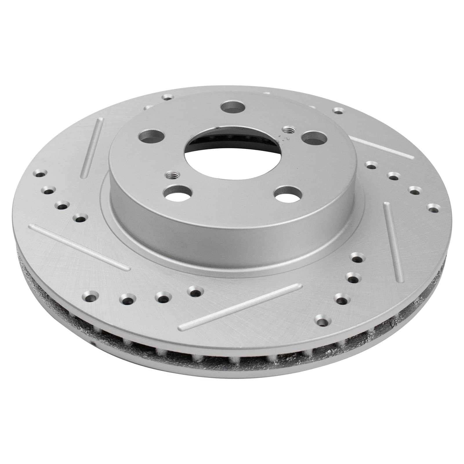 Trq Front Performance Brake Rotors Set Premium G-Coated Cross Drilled & Slotted Compatible With 2004-2009 Toyota Prius