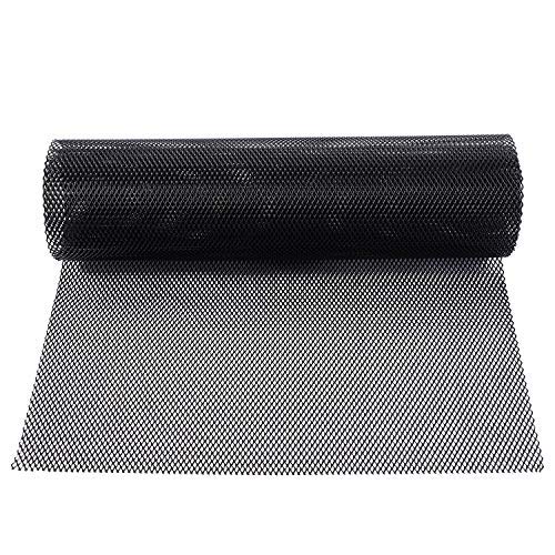 Aggauto Universal 40X13 Car Grill Mesh - 100X33Cm Aluminum Alloy Automotive Grille Insert Bumper 3X6Mm Rhombic Hole, One Of The Most Multifunctional Shape Grids Black