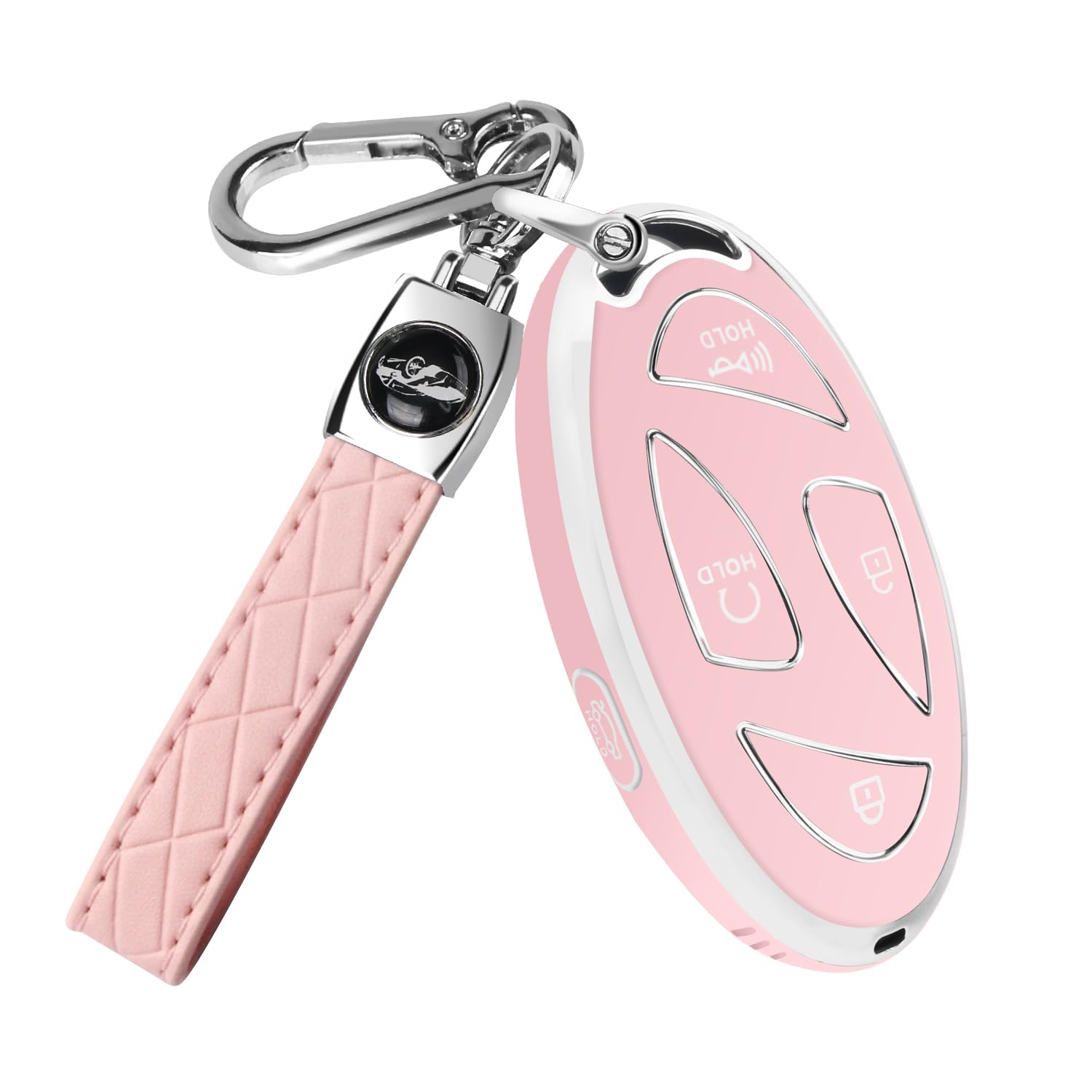 QBUC for Hyundai Ioniq 6 Key Fob Cover,Soft TPU 360 Degree Car Key Case Protector with Leather Keychain Compatible with Hyundai 