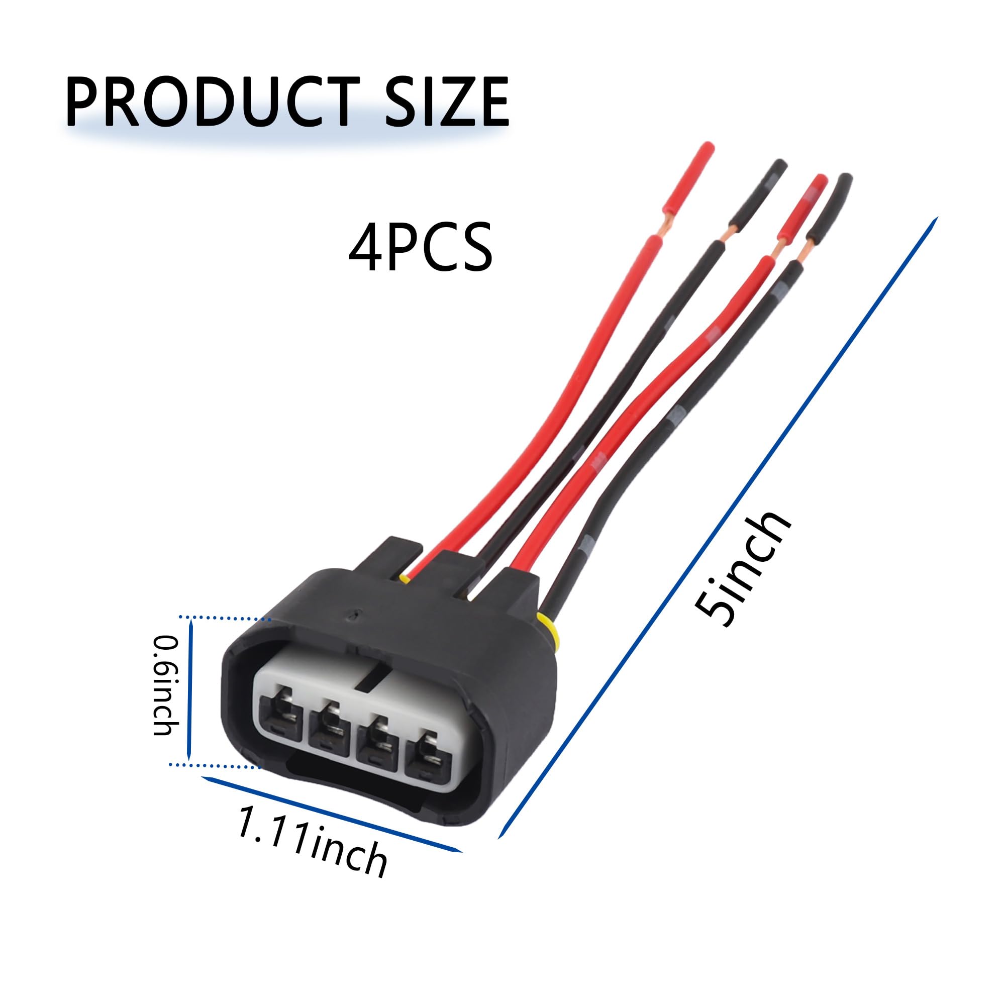 SSNNUU Ignition Coil Connector - 4PCS Standard 4 Ports Wire - Metal/Plastic - 1.11x0.94x0.6 inch - Compatible with L4