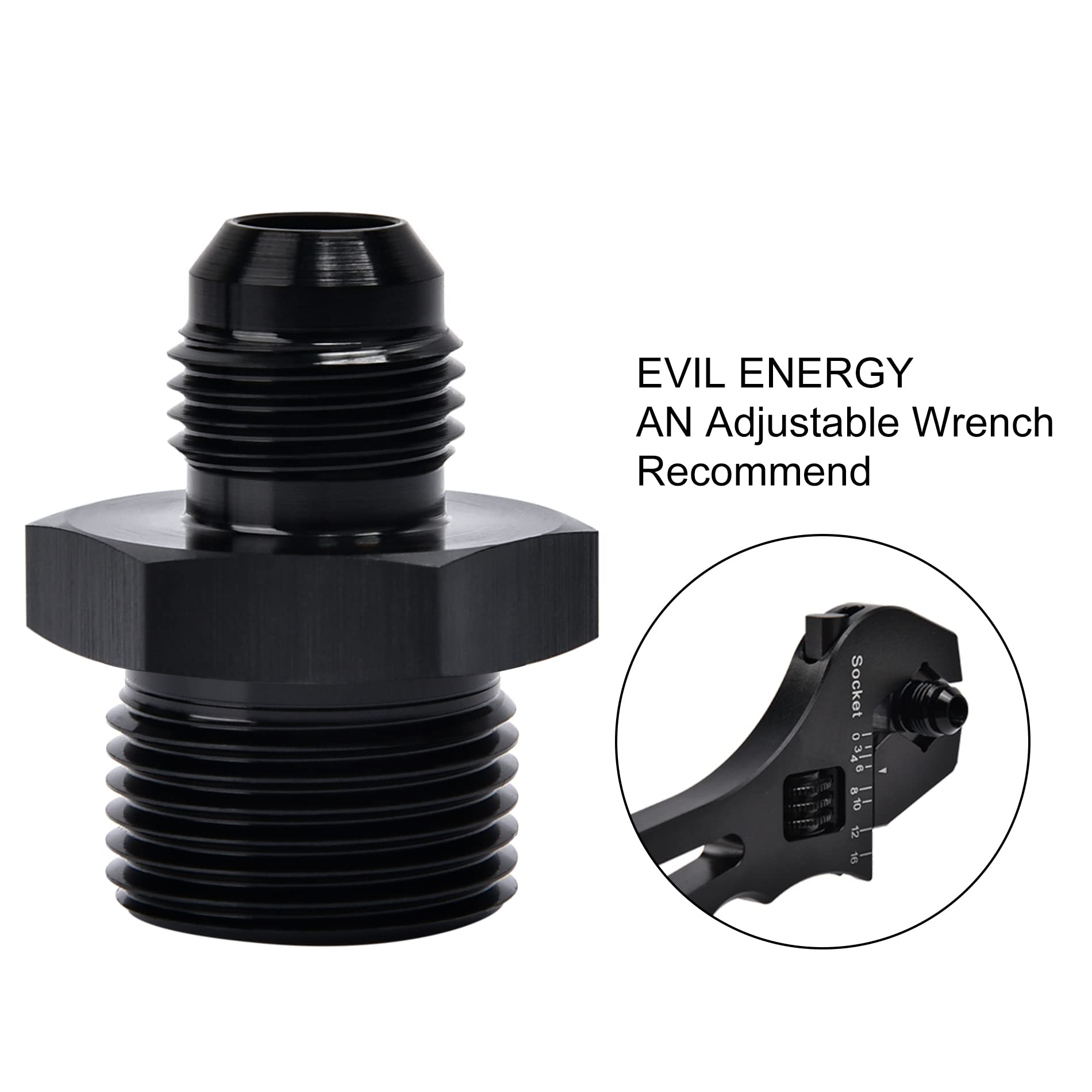Evil Energy 6An Male Flare To M20 X 1.5Mm Male Metric Fitting Adapter Aluminium Alloy 2Pcs