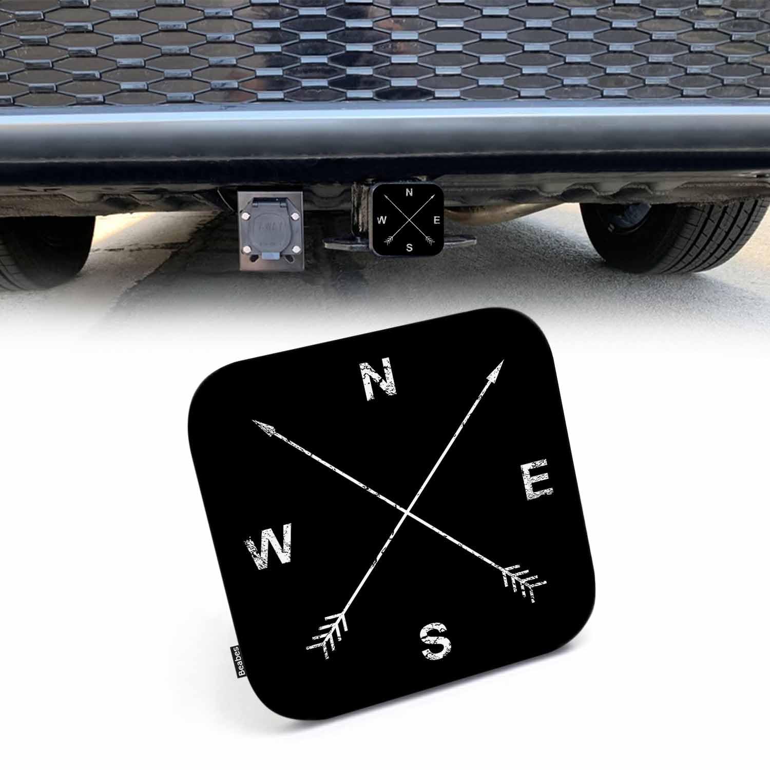 Beabes Compass Truck Hitch Covers Grunge Sailor Adventure Compass Rose Rubber Trailer Hitch Covers Receiver Plug Cap Fits for An