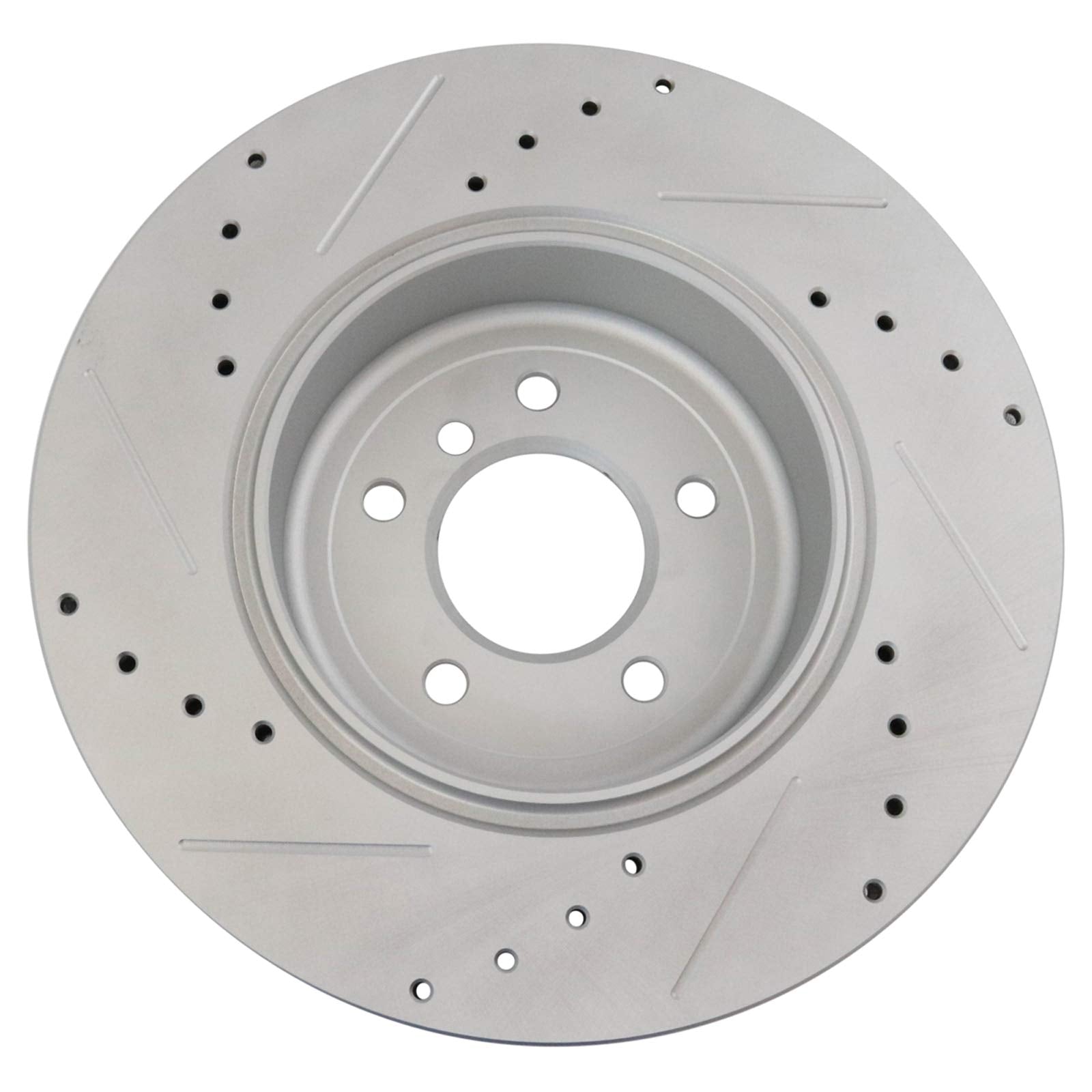 Trq Rear Performance Brake Rotors Set Vented Premium G-Coated Cross Drilled & Slotted Compatible With 2008-2010 Bmw 535I 2004-20