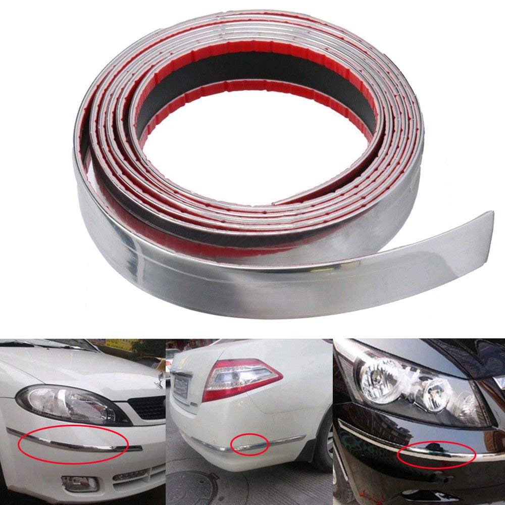 Car Door Edge Scratch Guard Trim Molding Protector 40Mm (1.57Inc) X 5M(16Feet) Chrome Sticky Cover U Shape Air Vent Edge Decorat