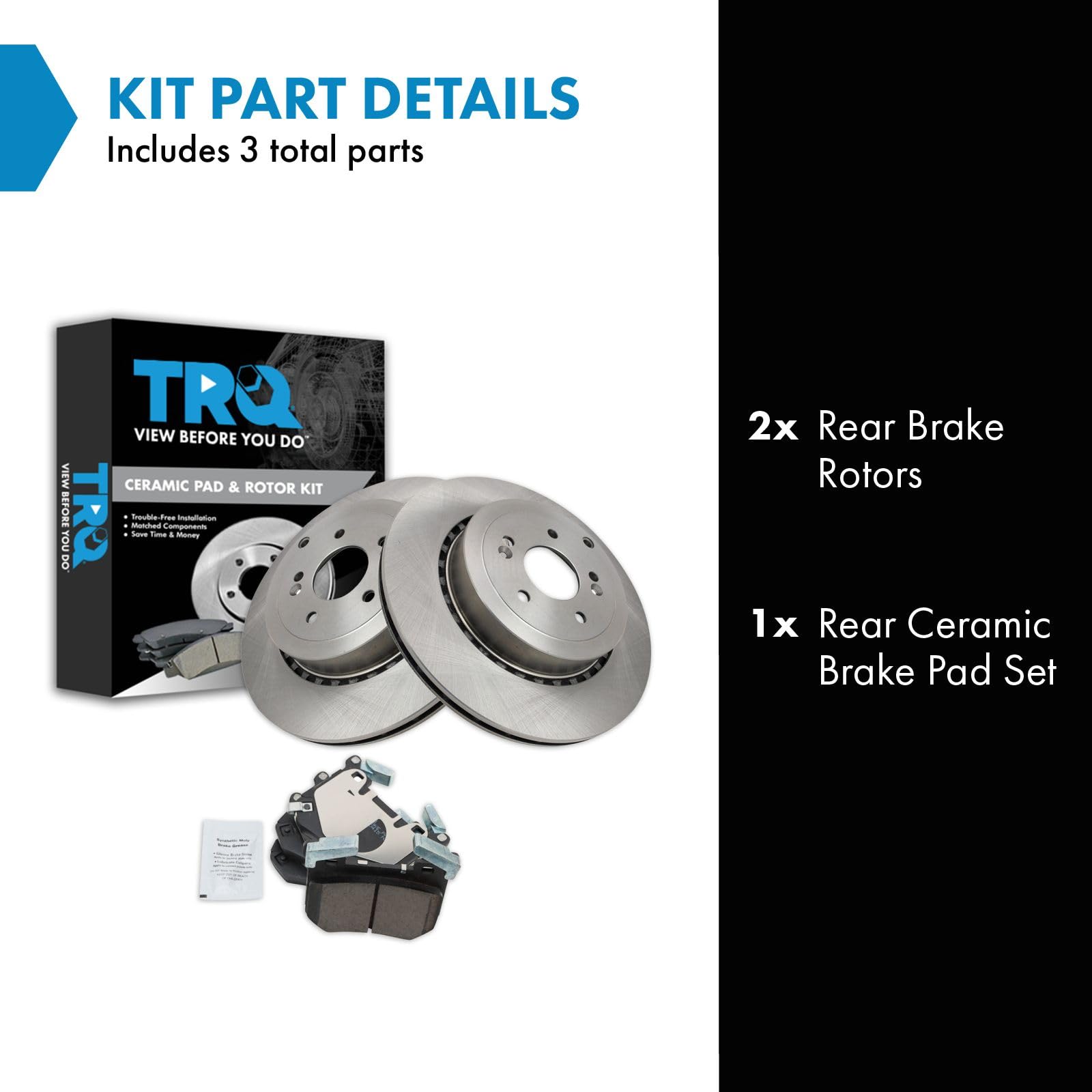 Trq Rear Brake Pad & Rotor Kit Brake Pads Brake Rotor Ceramic Compatible With 2019-2020 Genesis G70 2018 Kia Stinger