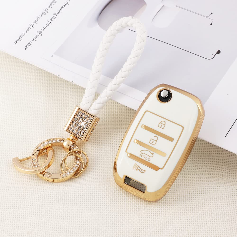 Pifoog For Kia Key Fob Cover Bling Keychain Women Girly Tpu Car Keys Shell Case Protector 4 - Button Full Covers For Kia Sorento