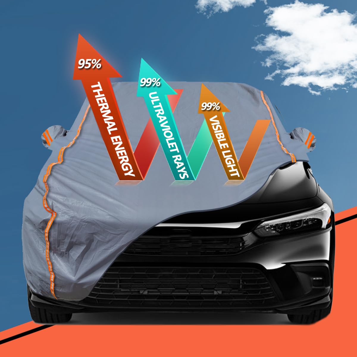 Tucarest 6-Layers Peva Premium Full Car Cover Fit For Pickup Sedan Hatchback Suvs Mpv Rain And Snow Protection, Sun Protection,