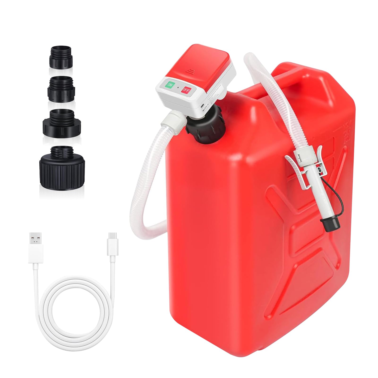 For Saker Sakerplus Transfer Pump, Portable 3.2GPM,Battery&USB mode-Powered with 51 Hose & 4 Can Adapters, Compatible with Gasol