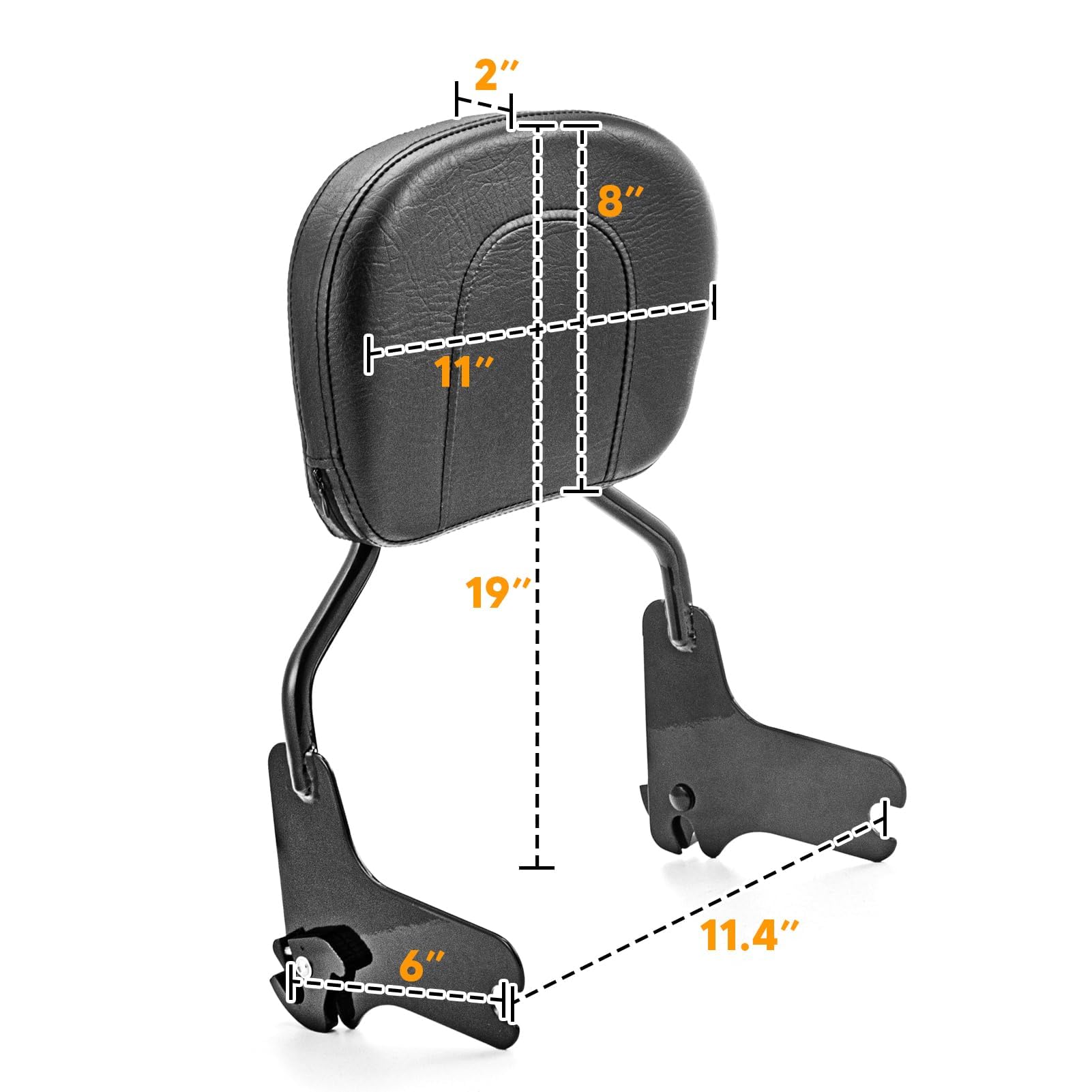 Detachable Gloss Black Sissy Bar w/Passenger Backrest Pad & 4-Point Docking Hardware Kit Compatible with Harley Davidson Touring