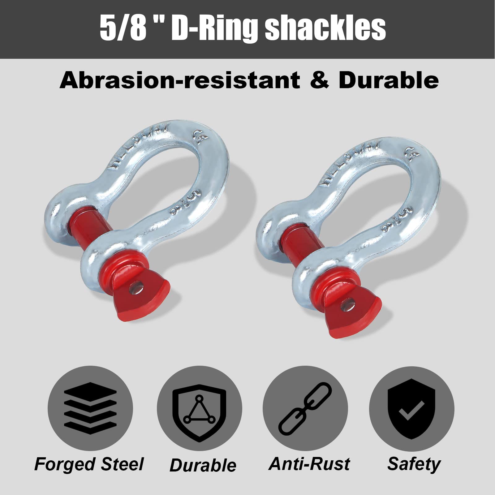 Upgrade Kinetic Recovery Rope, 4/5''  30' 39600Lbs Heavy Duty Tow Rope With Steel Shackles Off Road Recovery Gear,High-Strenth R