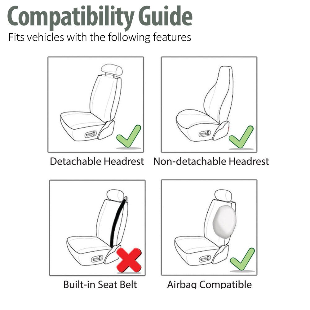 Fh Group Car Seat Cover Cloth Front Set - Car Seat Covers For Bucket Seats, 1-Piece Seat Cover, Universal Fit, Automotive Seat C