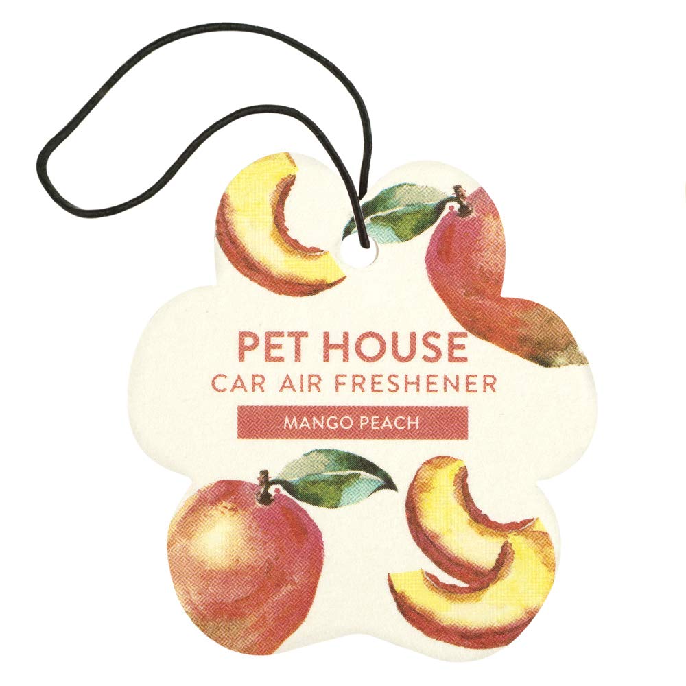 One Fur All Pet House Car Air Freshener, Pack Of 4 - Mango Peach - Non-Toxic Auto Air Freshener, Pet Odor Eliminating Air Freshe