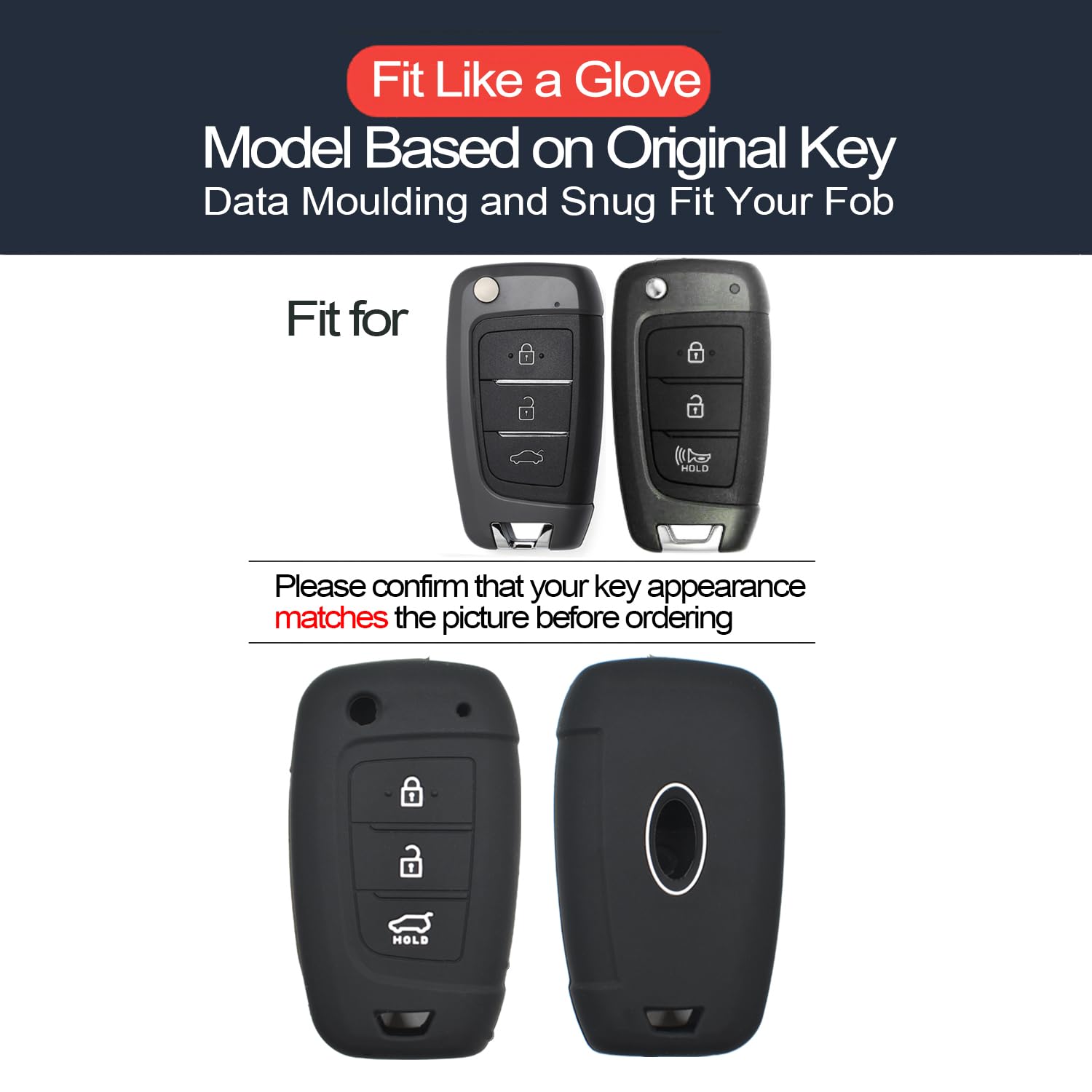 Infipar 2Pcs Compatible With Hyundai Kona Palisade Santa Fe Tucson Venue Accent Key Fob Cover Case Key Chain Protector Flip 3 Bu