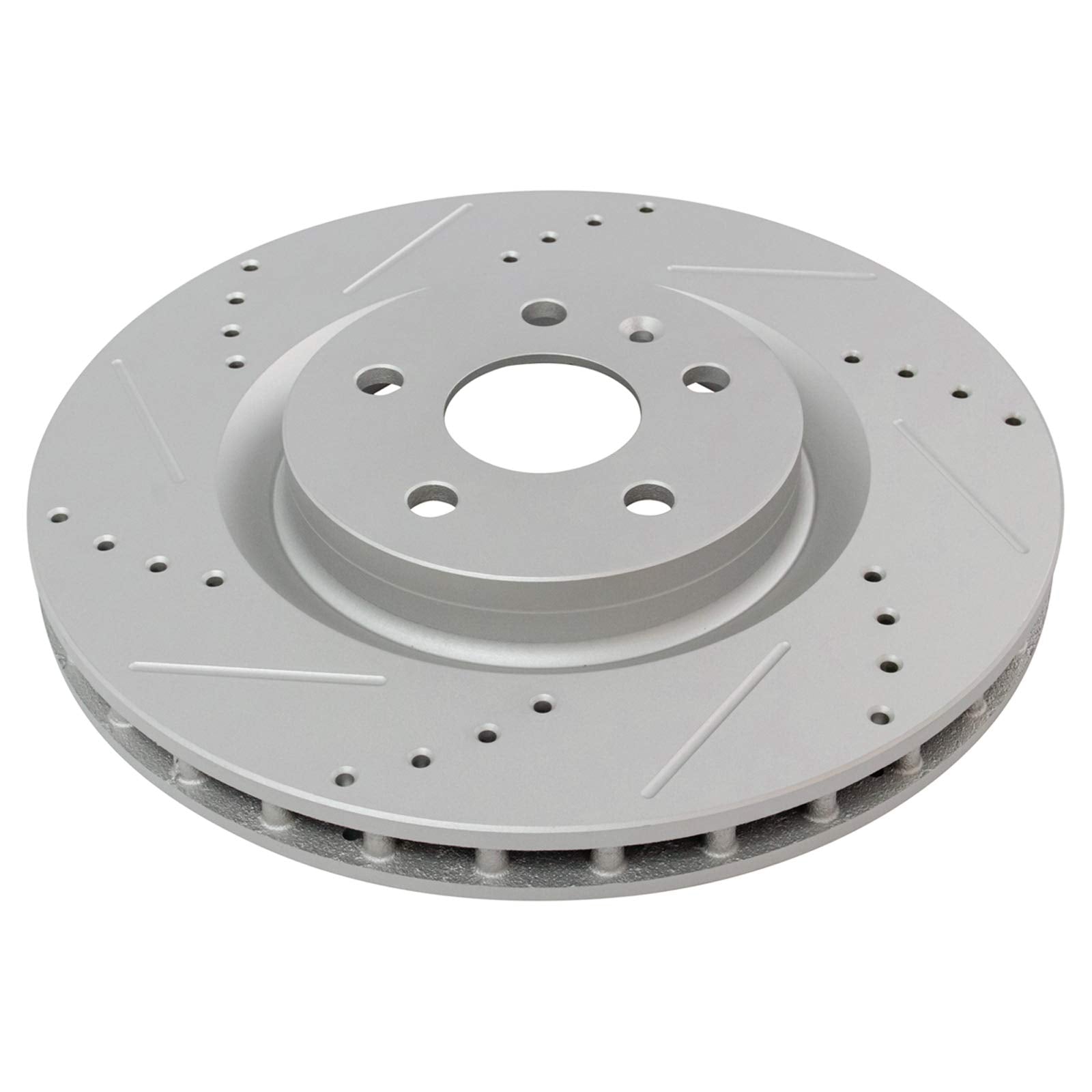 Trq Front Performance Brake Rotors Set Vented Premium G-Coated Cross Drilled & Slotted Compatible With 2012-2013 Buick Regal 201