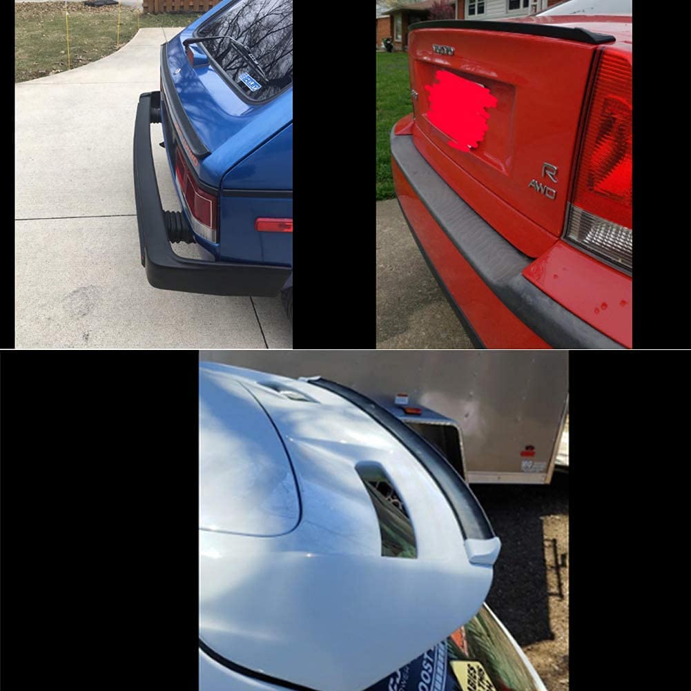 Tutuya Universal Car Spoiler, 4.92Ft/1.5M Matte Black Car Trunk Spoiler Lip Kit Rubber Strip Bar Spoiler Tailfin Tail Fin Rear W