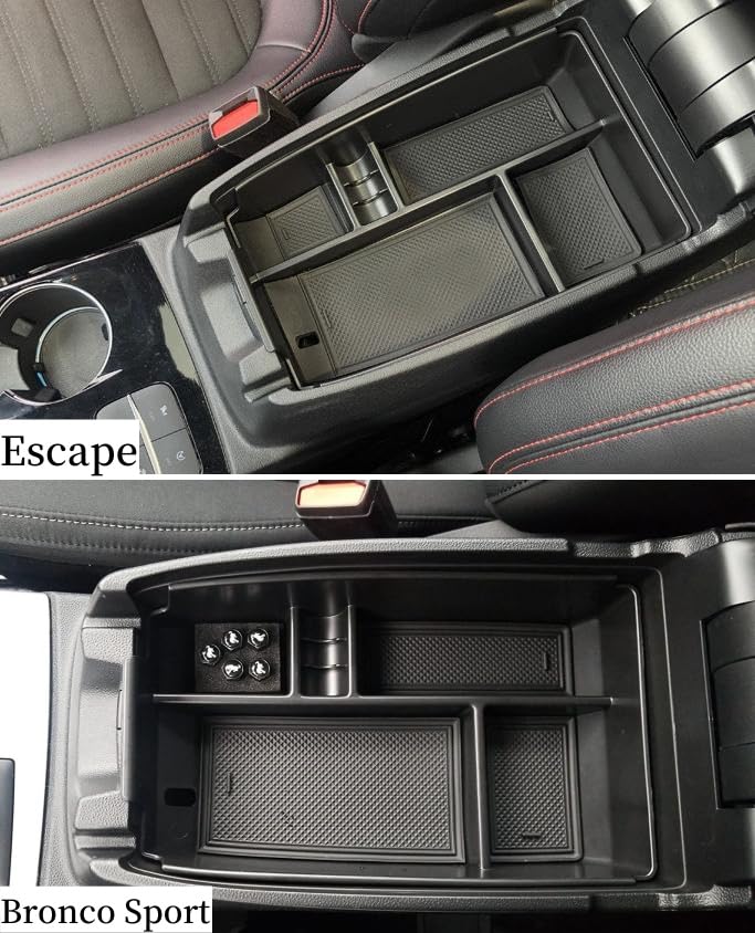 Vesul Center Console Organizer Compatible With Bronco Sport 2021-2025 Ford Escape 2020-2025 Storage Tray Abs Insert Organizer Glove Pallet Storage Console Separation