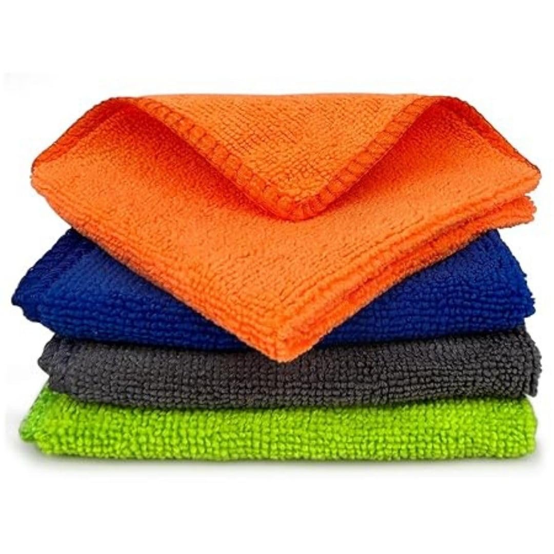 Orth Microfiber Cleaning Cloth  340 GSM  40x40 cms 4Pcs, MultiColour! Highly Absorbent Lint and Streak Free Multi Purpose W