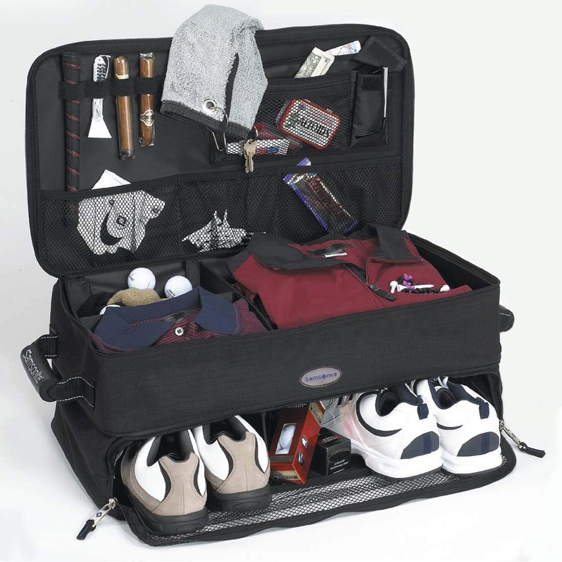 Samsonite Expanding Golf Trunk Locker Organizer, Black/Blue