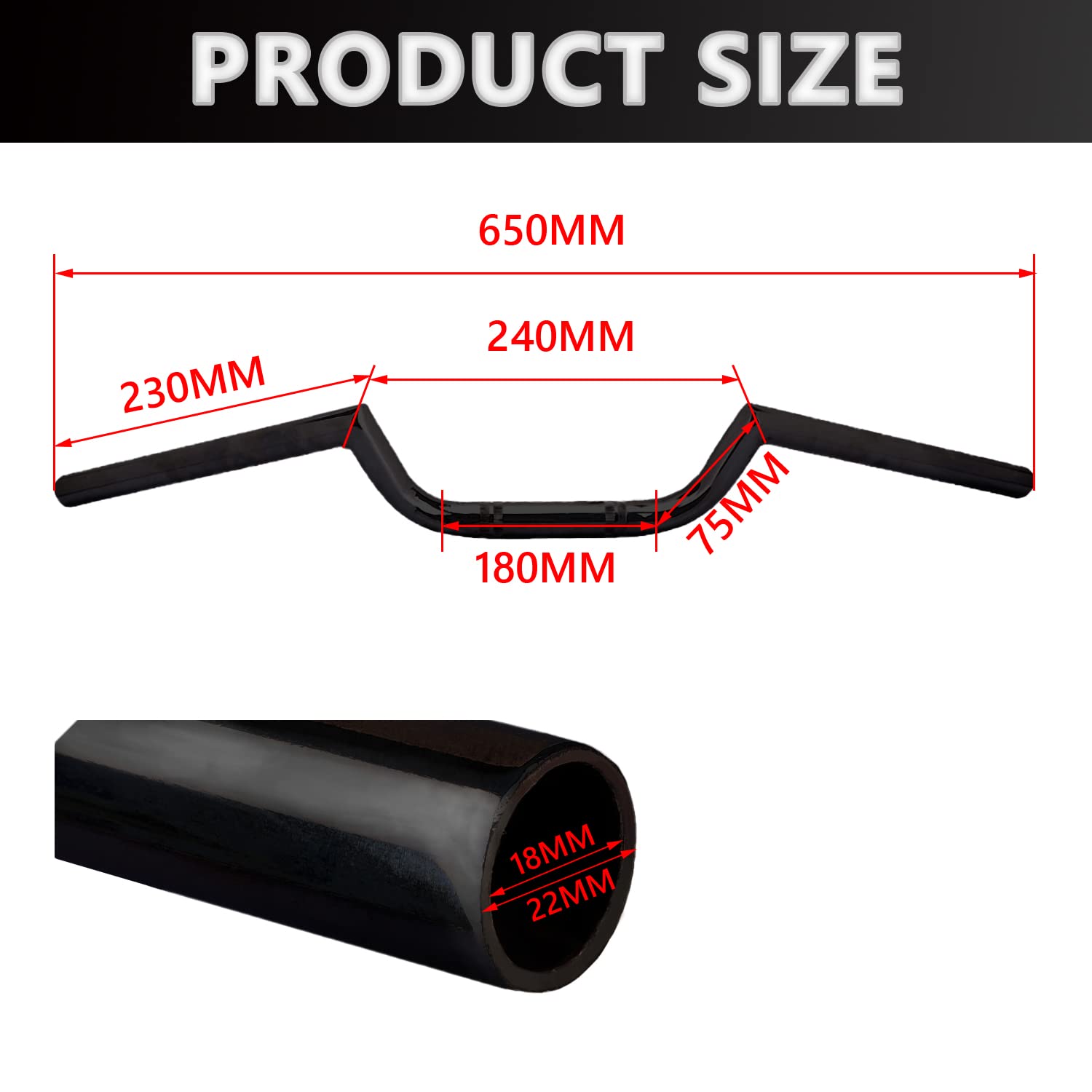 AnXin Motorcycle 7/8'' 22MM Handlebar with Rubber Handlebar Grips Cafe Racer Ace Clubman Style Handlebars Universal for Bobber C
