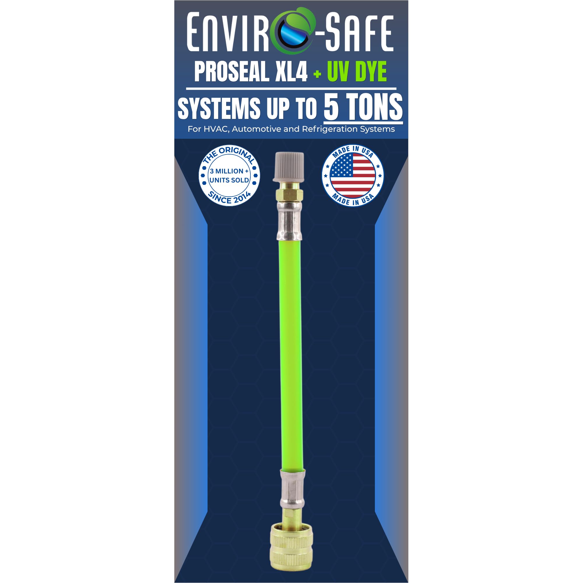 ENVIRO-SAFE AC Stop Leak with UV Dye for R410a, R22, R32 and R134a | Seal and Detect Refrigerant Leaks | Direct Inject | Central