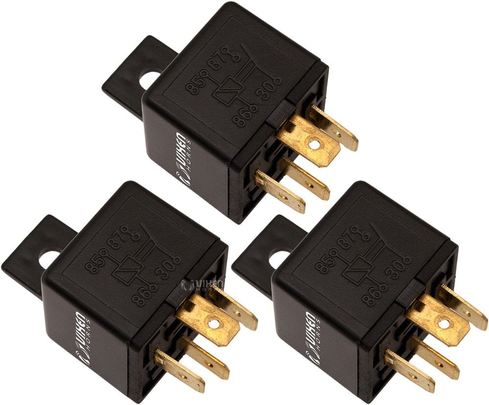 Vixen Horns 4-Pin Horn Relay 30A/12V For Train/Air Horn - Bundle Of Three Relays Vxa7444-3