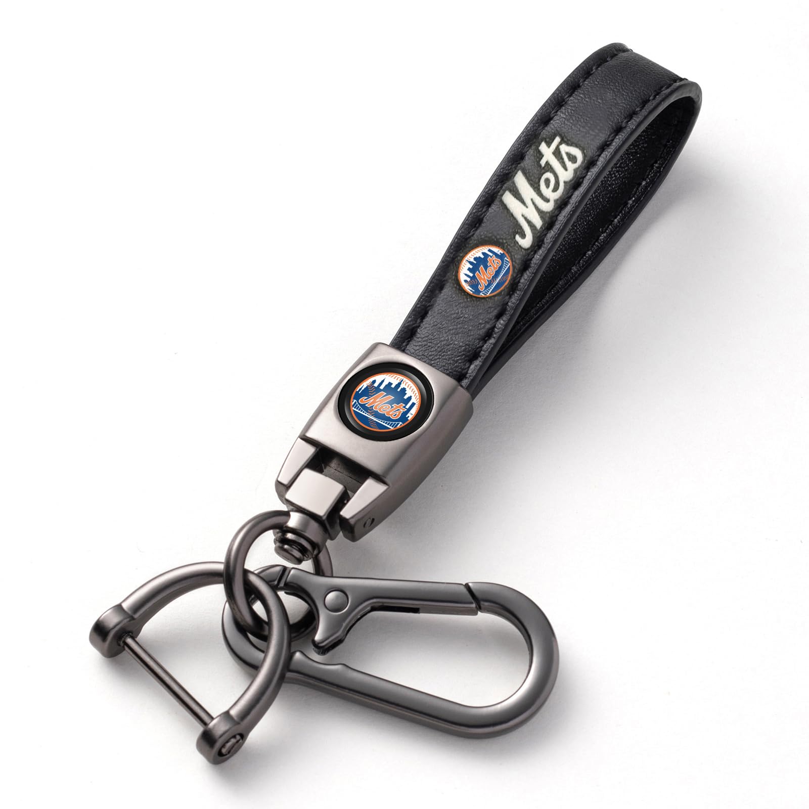 EMIJOY Car Keychain Keyring for NY Mets Baseball Fans,New York Mets Accessories Women/Mens Keychains for Vehicles,Leather Key R