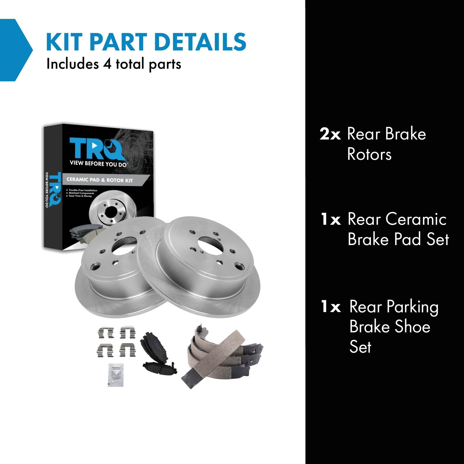 Trq Rear Brake Pad & Rotor Kit Brake Pads Brake Rotor Parking Brake Shoe Set Ceramic Compatible With 2009-2013 Subaru Forester 2