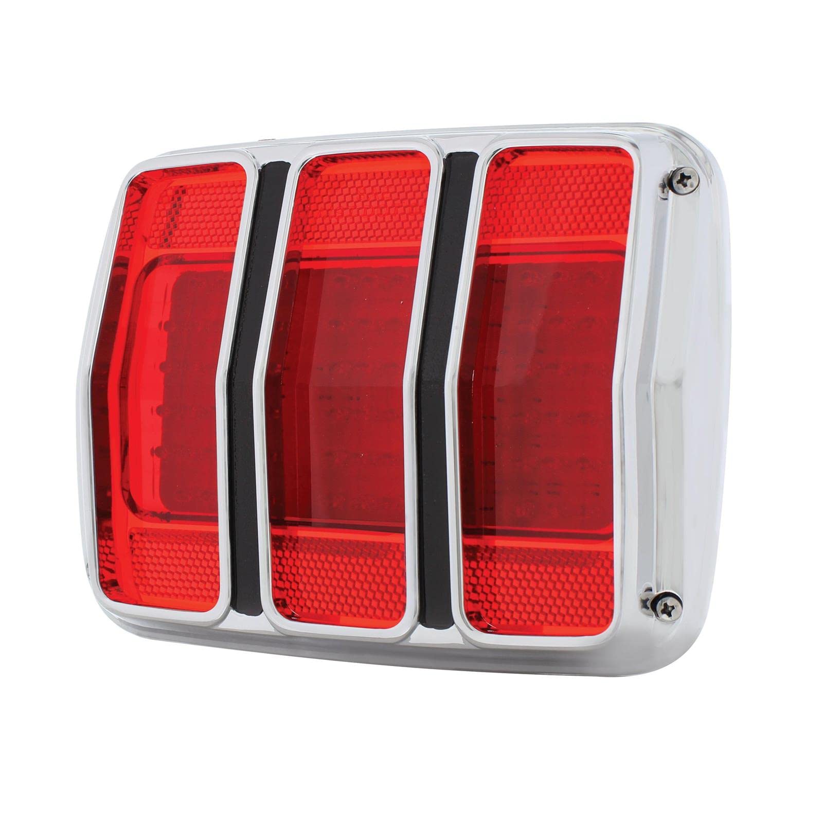 United Pacific 68 Led Tail Light W/Chrome Housing & Rim For 1964.5-66 Ford Mustang