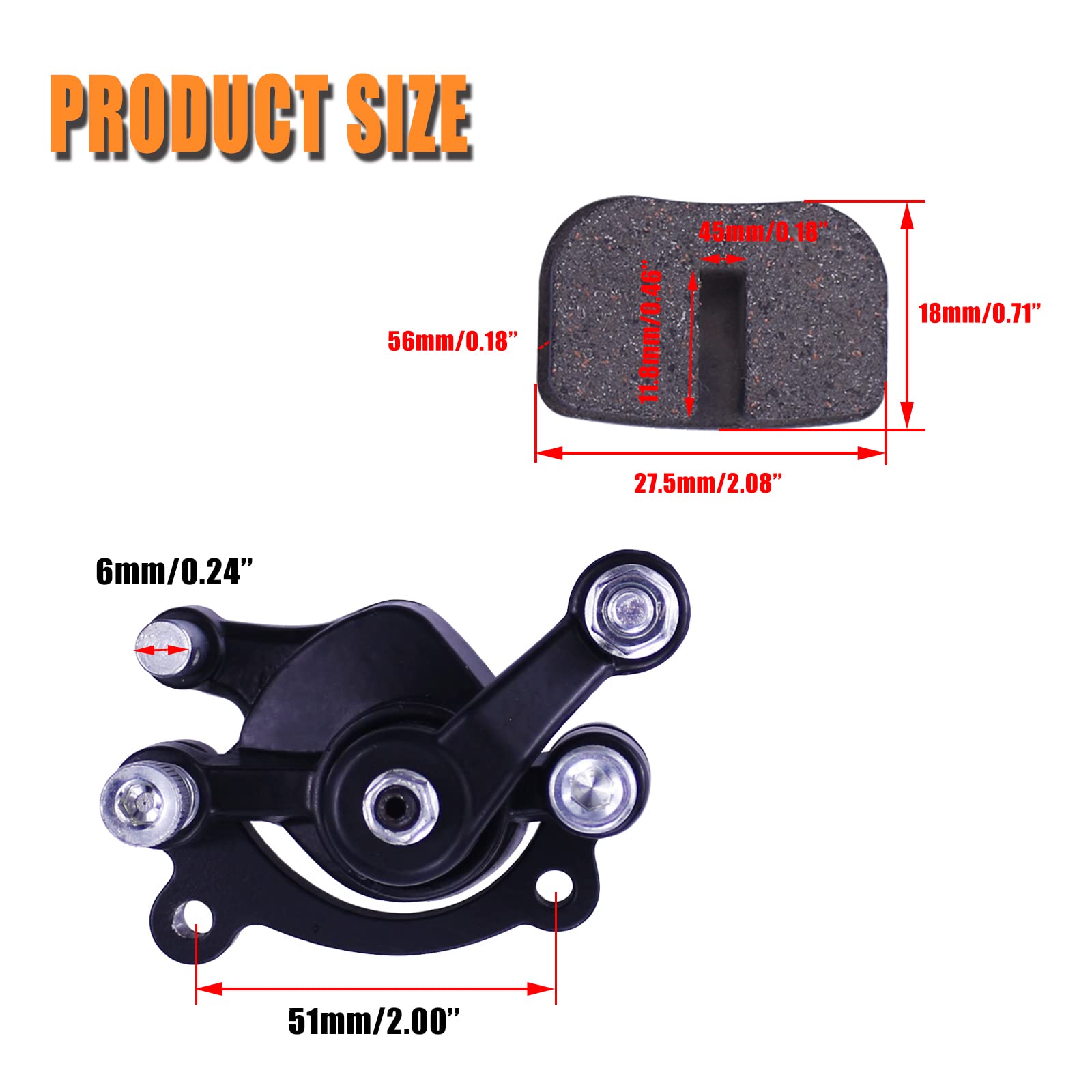 JOYYANGFANG Rear Disc Brake Caliper With Replaced Pad for MBX10 MBX11 80cc MM-B80 105cc MM-B105 CT100U CC100X Trail Mini Bike 47