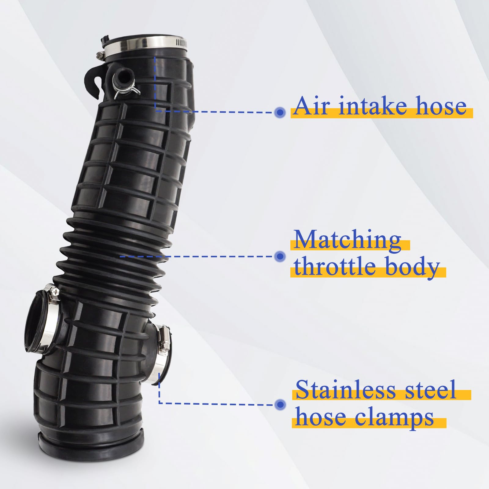 X4XZ Air Intake Hose Tube for 2006-2008 Honda Pilot 3.5L, Rubber, Model 17228-RYP-A00, Includes Clamps