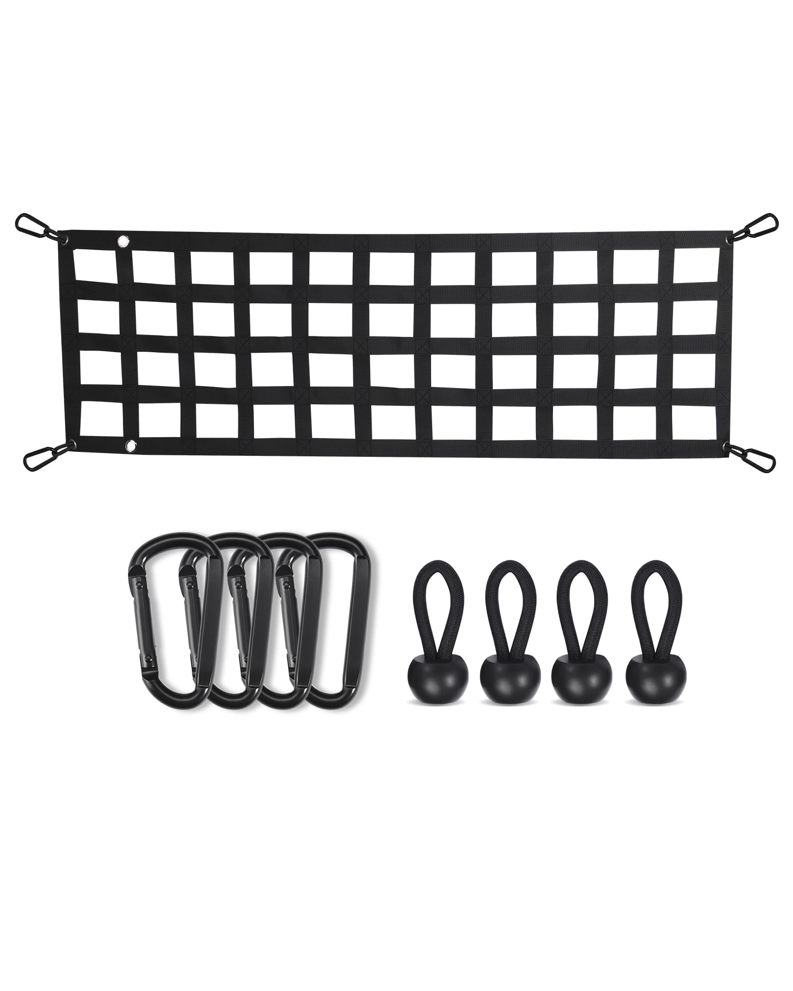 Lucky Straps Tailgate Net For Pickup Truck Bed, 60'' X 18'' Heavy Duty Tailgate Cargo Netting For Full Size Truck, Easy-To-Use T