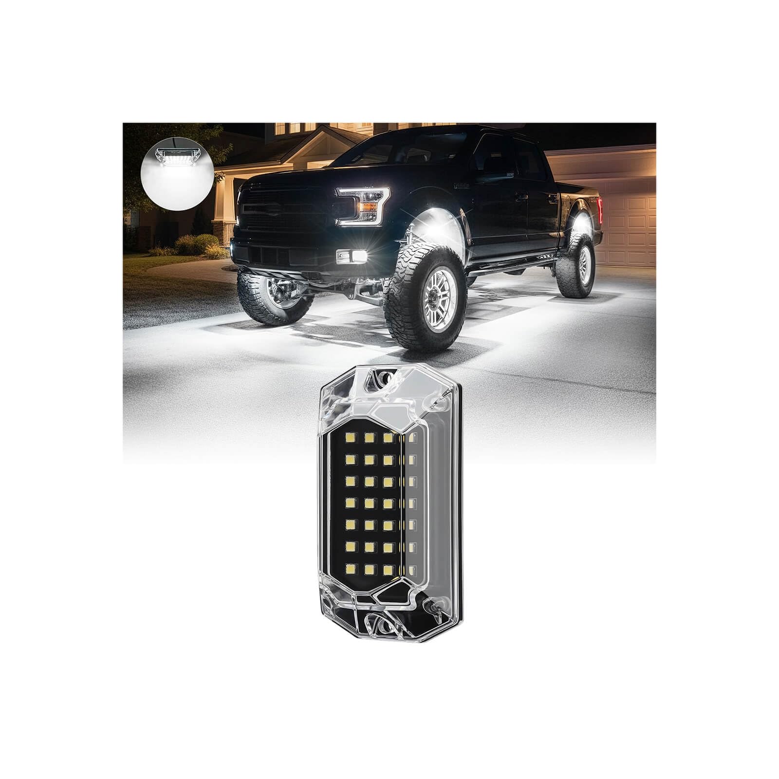 LD DARKEAGLE 1 Pod Full Angle All Pure White LED Rock Lights Replacement Damaged Pod for Full Angle White Rock Lights 12v Underg