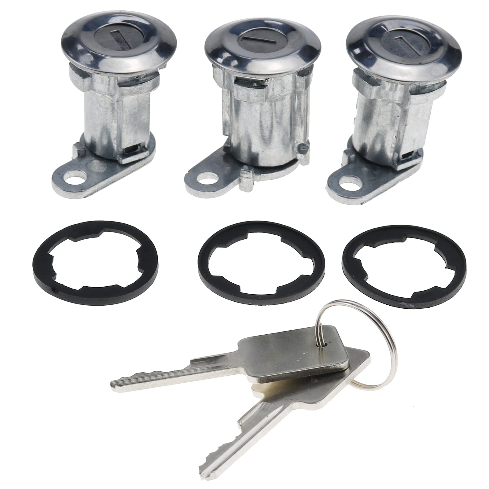 Dvparts Set Of 3 Door Cylinder Lock Kit Door Lock Cylinders With Keys 8122874K3 For Jeep Cj Wrangler Cherokee Xj 84-90